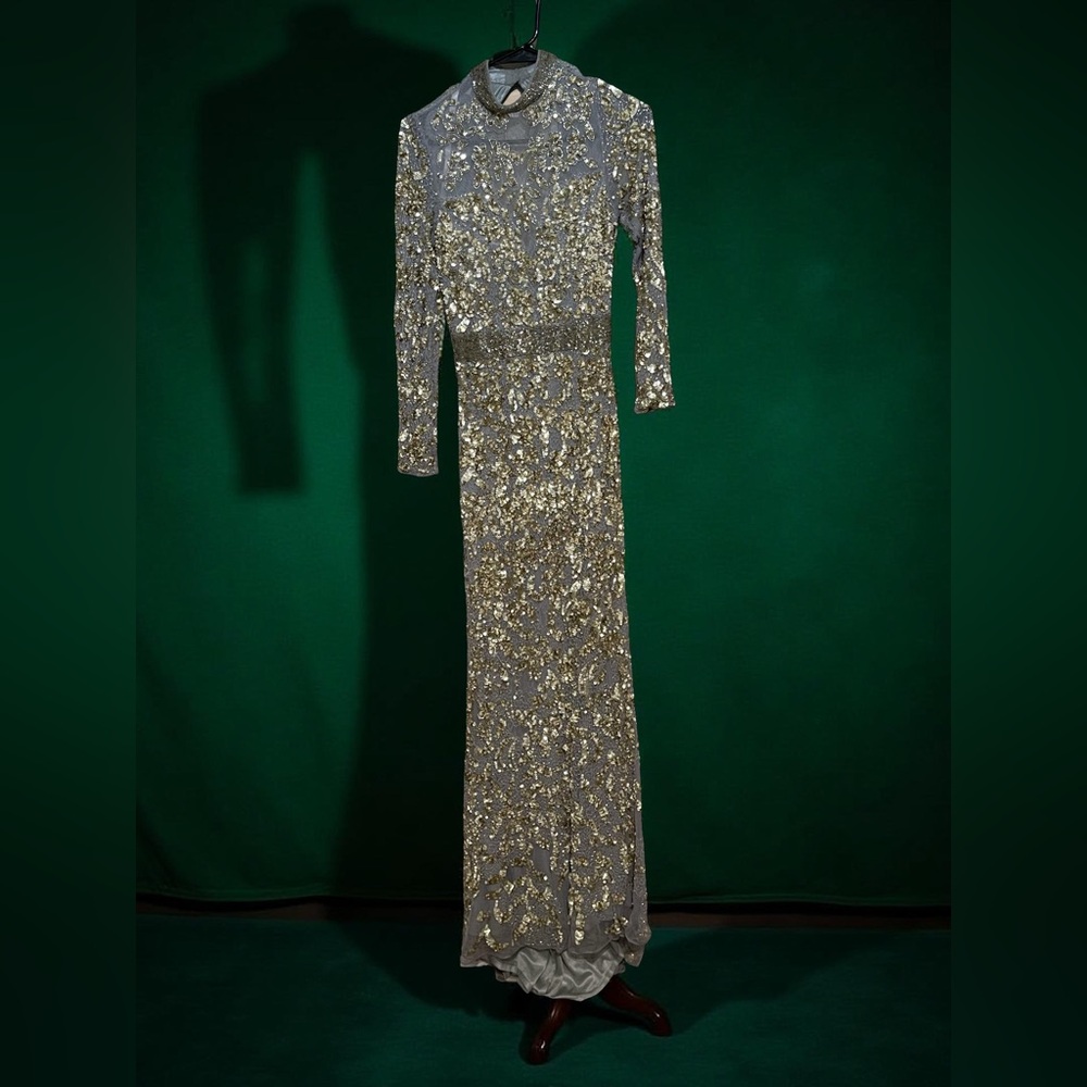 Camille La Vie Gold Long Sleeve Sequin Dress
